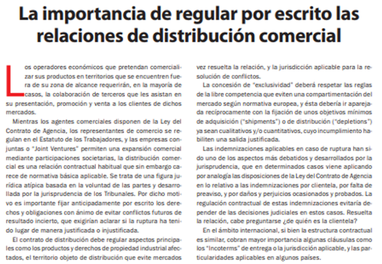 La importancia de regular por escrito las relaciones de distribución comercial – Enero 2018