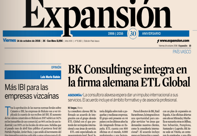 Bk Consulting se integra en la firma alemana Etl Global – Octubre 2016