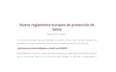 ‘Nuevo reglamento europeo de protección de datos’ en el blog de BK ETL GLOBAL – Abril 2017