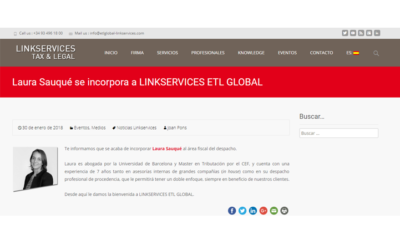 Laura Sauqué se incorpora a LINKSERVICES ETL GLOBAL – Enero 2018