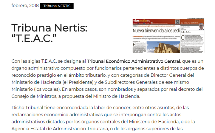 Tribuna Nertis: «T.E.A.C.» – Febrero 2018