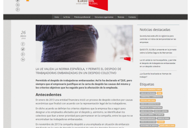 La UE valida la norma española, y permite el despido de trabajadoras embarazadas en un despido colectivo – Febrero 2018