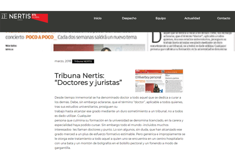 Tribuna Nertis: “Doctores y juristas” – Marzo 2018