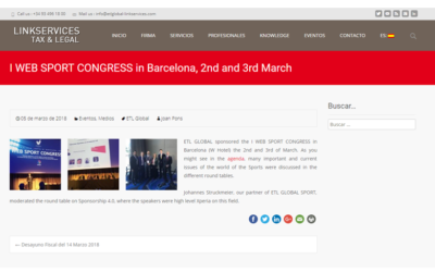 I WEB SPORTS CONGRESS in Barcelona – Marzo 2018