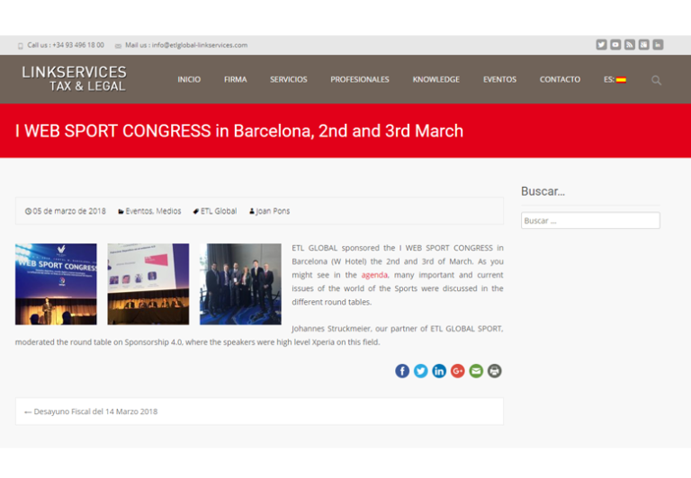 I WEB SPORTS CONGRESS in Barcelona – Marzo 2018