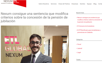 Nexum consigue una sentencia que modifica criterios sobre la concesión de la pensión de jubilación – Marzo 2018