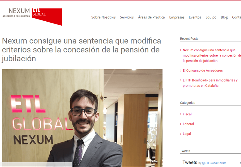Nexum consigue una sentencia que modifica criterios sobre la concesión de la pensión de jubilación – Marzo 2018