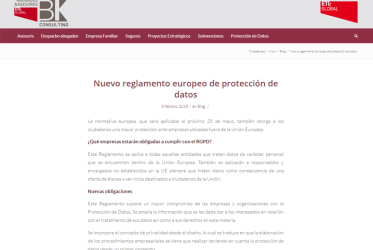 Nuevo reglamento europeo de protección de datos – Marzo 2018
