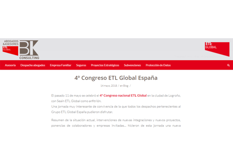 4º Congreso ETL Global España En el blog de BK-ETL Global – Mayo 2018