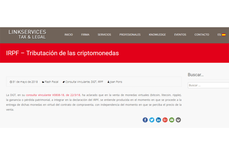 IRPF Tributación de las criptomonedas En el blog de LINKSERVICES-ETL Global – Mayo 2018