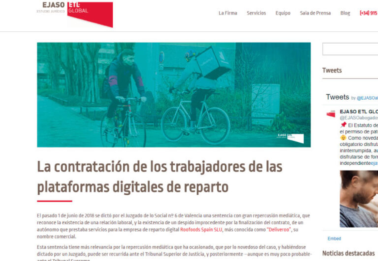 ‘La contratación de los trabajadores de las plataformas digitales de reparto’