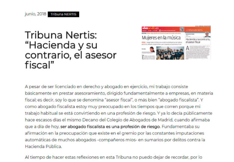 Hacienda y su contrario, el asesor fiscal’En la tribuna de Nertis-ETL Global