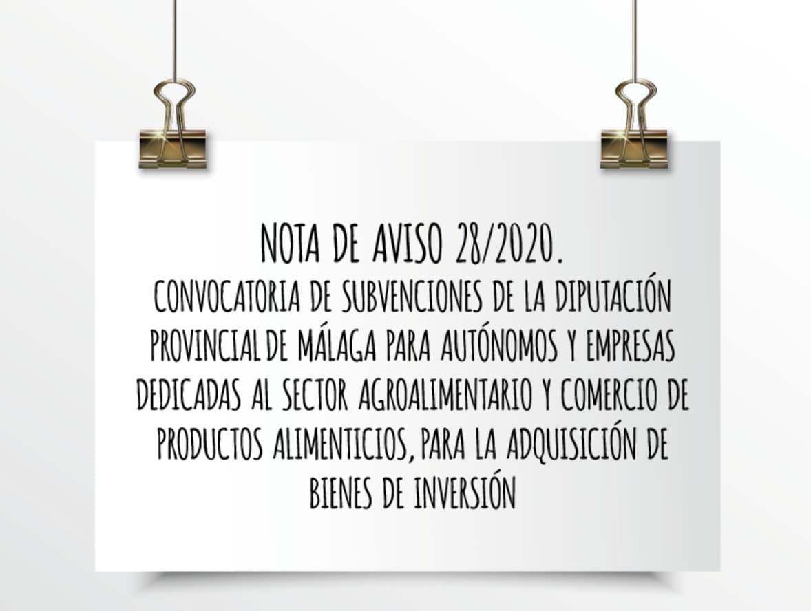 Convocatoria de Subvenciones de la Diputación Provincial de Málaga para autónomos y empresas dedicadas al sector agroalimentario y comercio de productos alimenticios