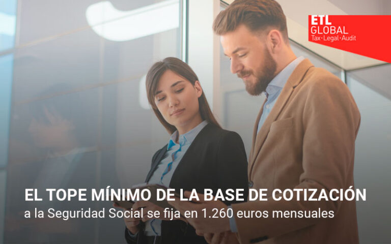 El tope mínimo de la base de cotización a la Seguridad Social se fija en 1.260 euros mensuales